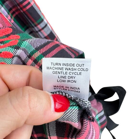 Ivy Jane Pink Green Plaid Floral Embroidered Stretchy Flowy Cotton Top - Picture 11 of 12